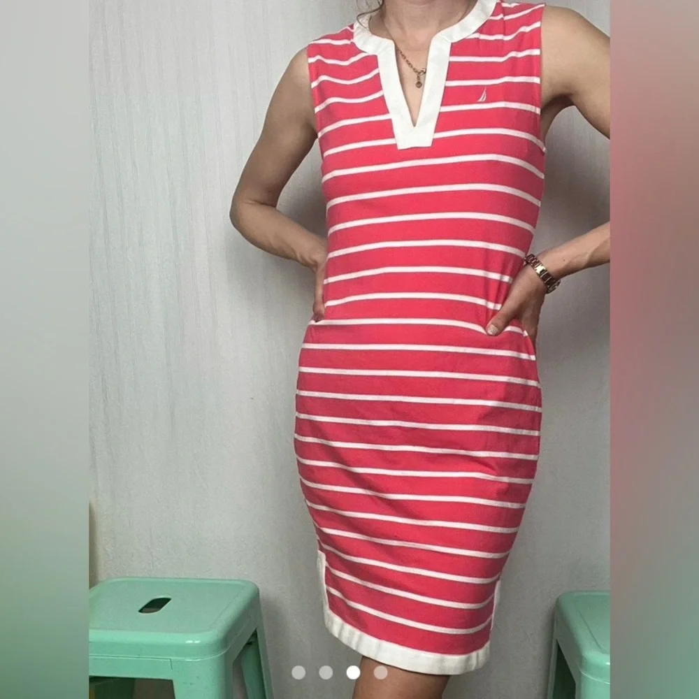 Nautica Women's Pink and White Dress |Size Medium - Picture 2 of 7